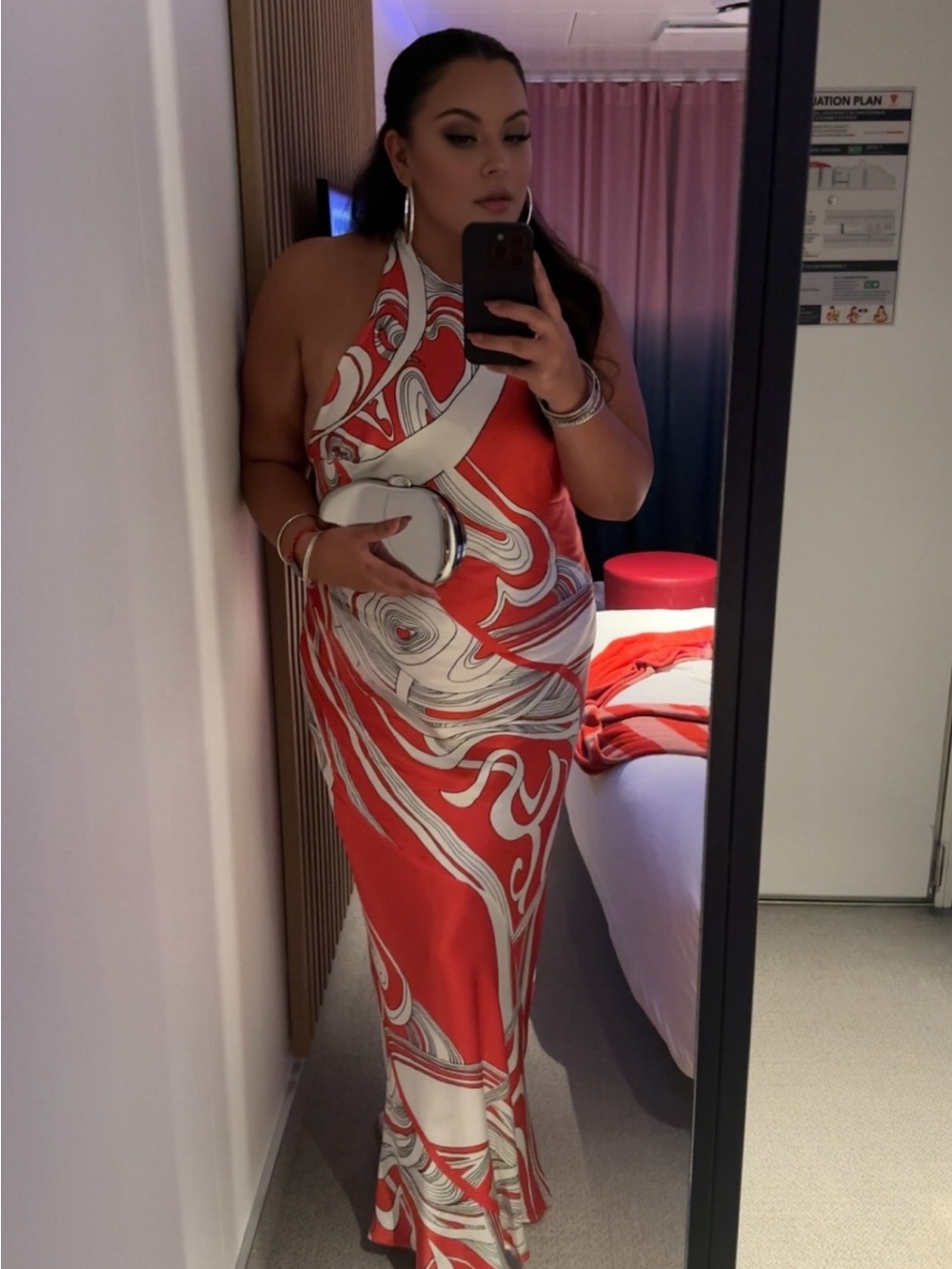 Topshop Red and White Abstract Halter Maxi Dress - Picture 3 of 3